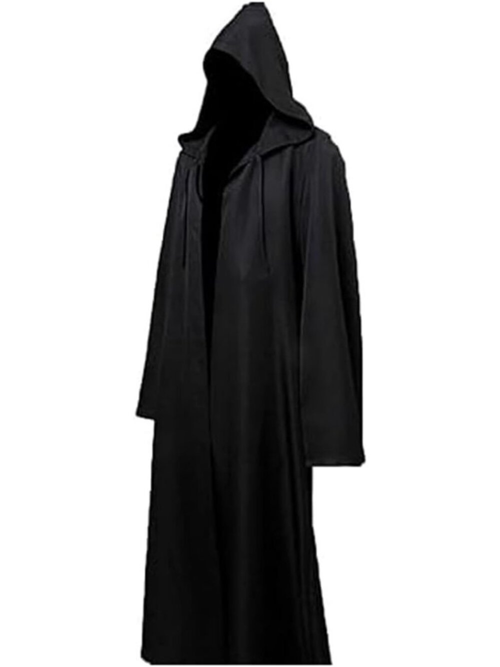Men's Black Hood Cape Cosplay Wizard Robes Monk Priest Cloak Halloween Costume